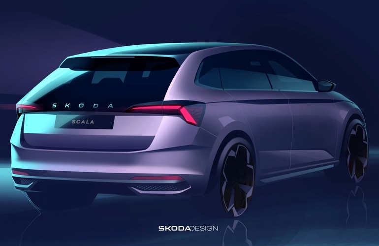 mid Groß-Gerau - Die Heckleuchten des Skoda Scala mit noch klarer ausgestaltetem grafischen Design. Skoda Auto Deutschland GmbH