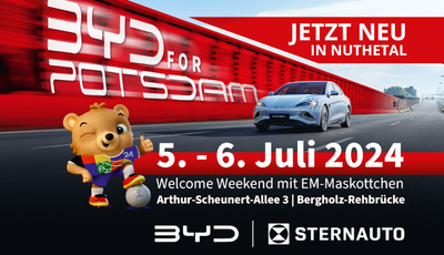 STERNAUTO eröffnet den ersten BYD Store für die Region Potsdam, bei Berlin in Deutschland