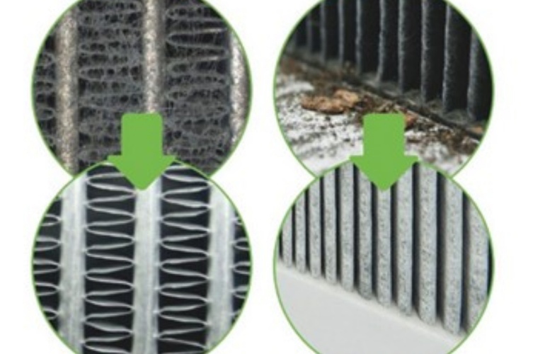 mid Groß-Gerau - Verdampfer und Pollenfilterbox vor und nach der Reinigung. Tunap