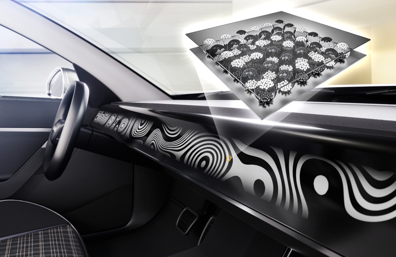 Das vorgestellte Emotional Display kann lediglich Schwarz-Weiß-Kontraste darstellen. Künftig wären auch Anzeigen mit Farbe denkbar Foto: Continental